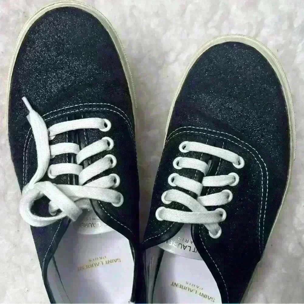 Saint Laurent Black Bedford Glitter Court Classic Sneakers - Picture 5 of 9